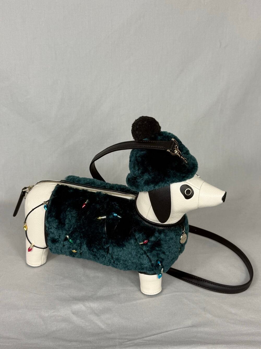 Kate Spade Claude Dachshund Christmas Lights Crossbody Bag Purse Handbag